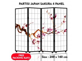 Pembatas Ruangan Sketsel Partisi Sakura Jepang 4 Panel
